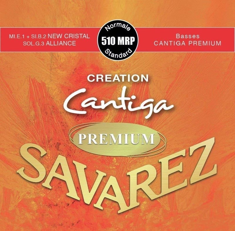 Savarez Classical Guitar Strings Cantiga and Creation Premium 510MRP Creation Trebles, Cantiga Basses, Normal Tension, Full Set (STSAV51-50490)